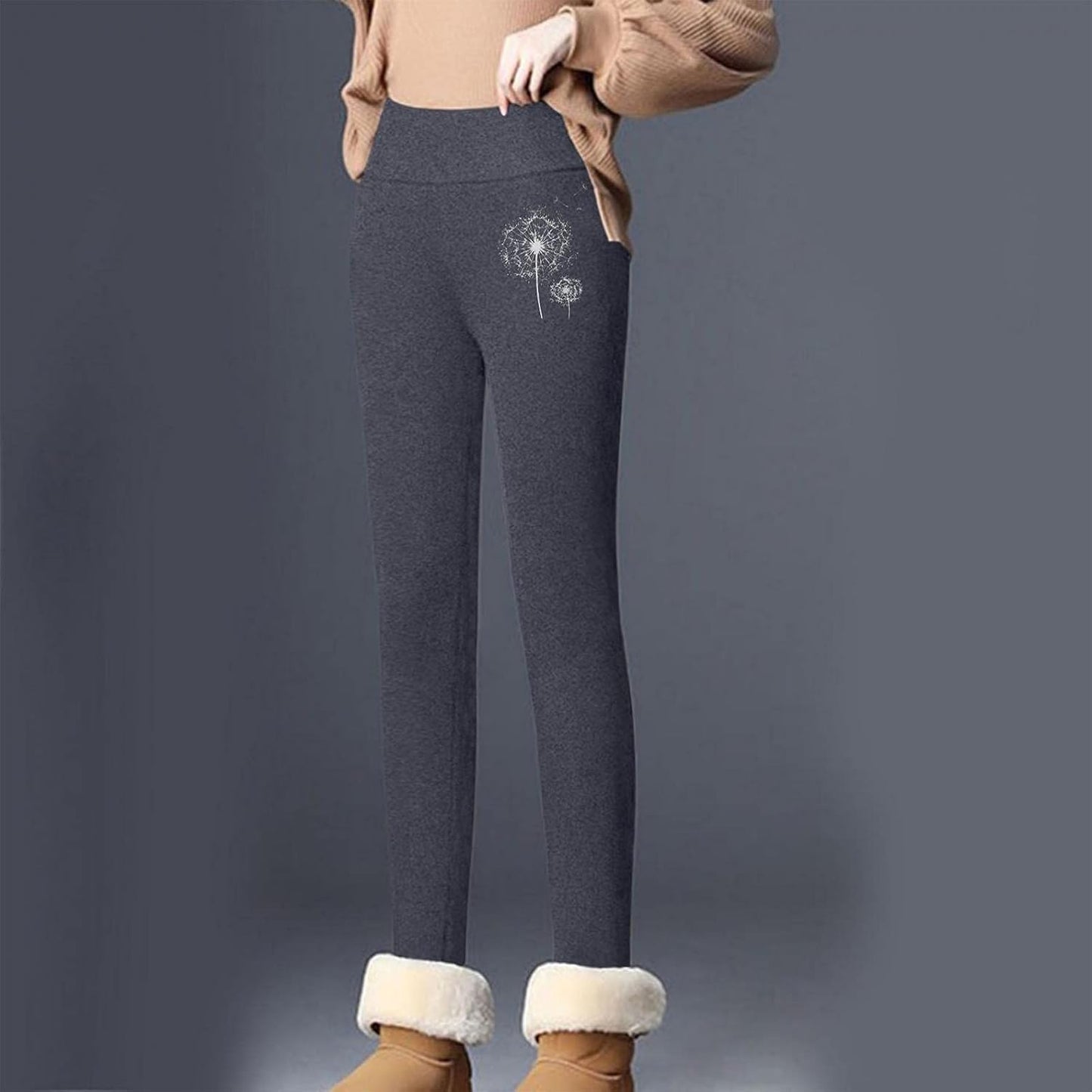 Winter Leggings for Women plus Size, Fleece Lined Leggings Women Thick High Waisted Winter Warm Leggings Gray